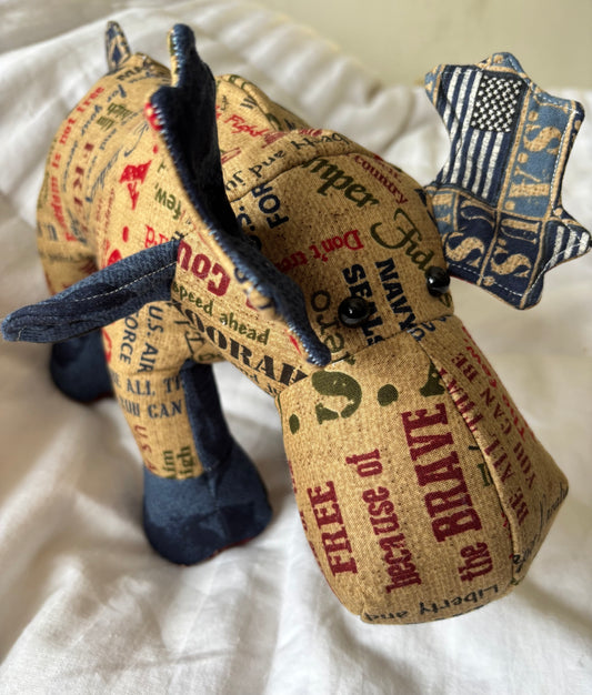 Heritage Blue Patchwork Moose | Fabric