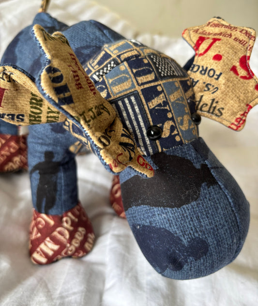 Heritage Blue Patchwork Moose | Fabric